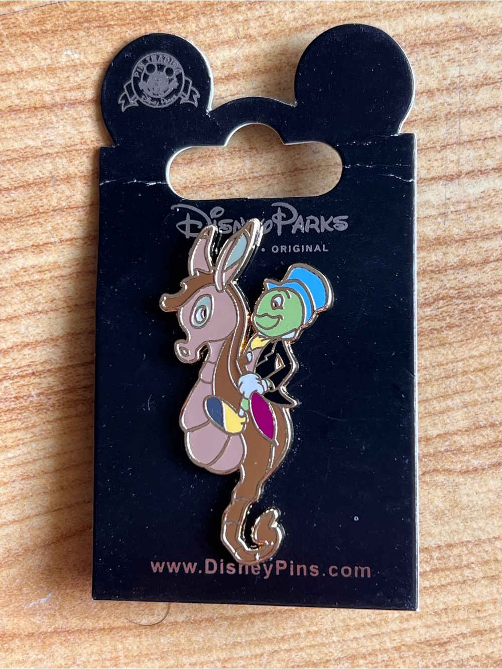 Disney Enamel Pin — Jiminy Cricket on Donkey with Blue Hat & Green Face